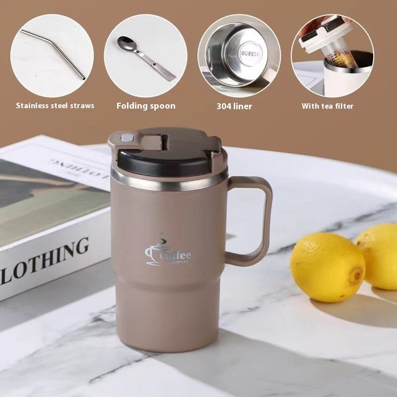 304 Stainless Steel Mug Cup With Cover Spoon - Image 10