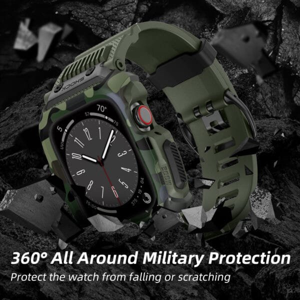 Applicable To Applewatch45678 Generation Star Camouflage Protective Shell Integrated Strap