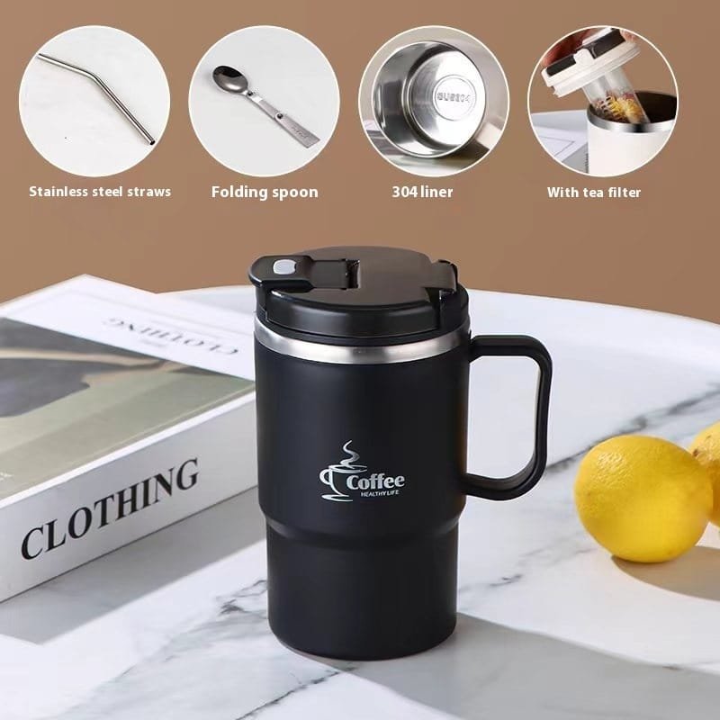 304 Stainless Steel Mug Cup With Cover Spoon - Image 9