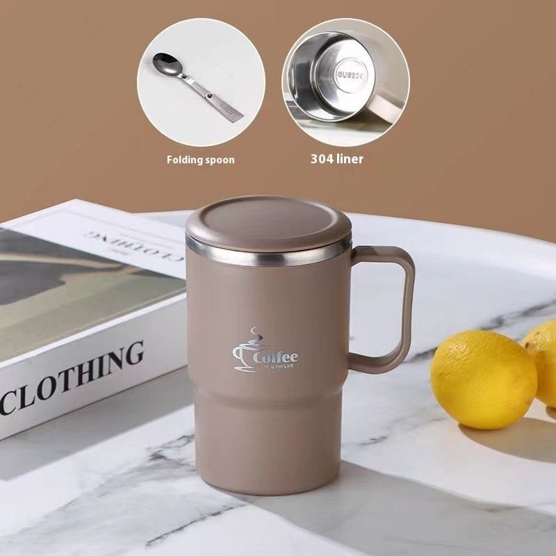304 Stainless Steel Mug Cup With Cover Spoon - Image 7
