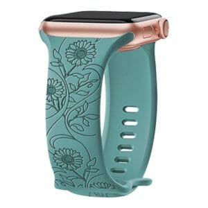 Laser Carved Embossed Brocade Sunflower Silicone Strap