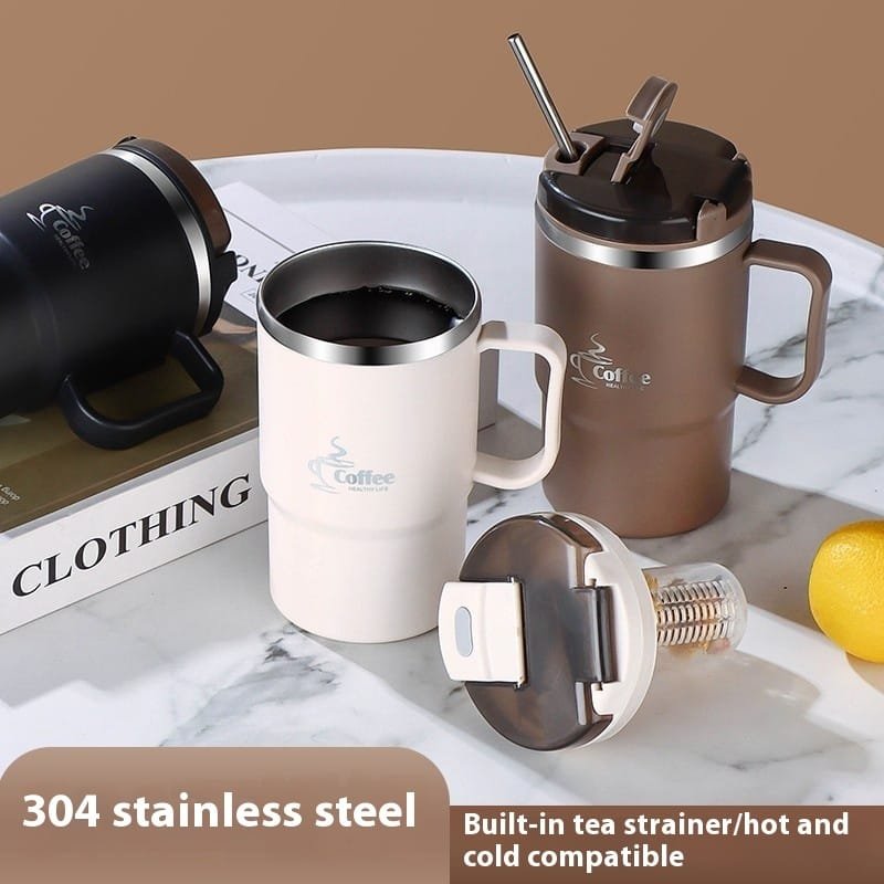 304 Stainless Steel Mug Cup With Cover Spoon