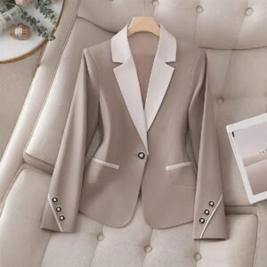 Professional Contrasting-Color Button Elegant Formal Blazer
